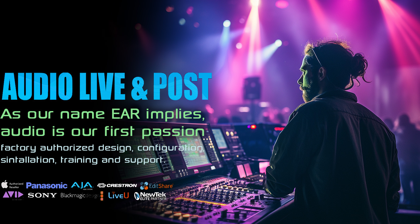 EAR Professional audio video live concert mixing streaming sound reinforcement JBL Harmon Avid Myers Sound